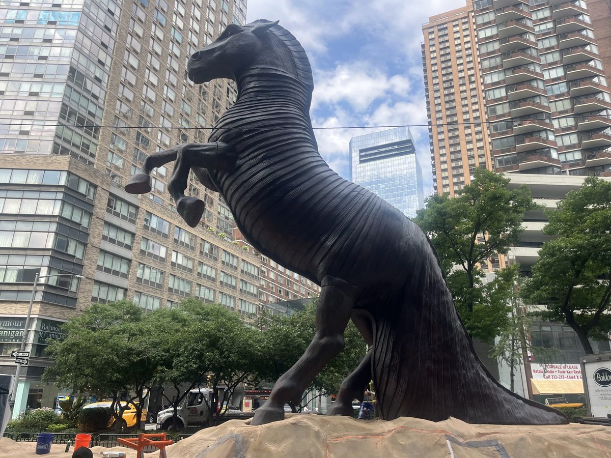 Horse Block Area, NY - 40-Foot Trojan Horse Statue Erected in Front of Upper West Side Movie  Theater